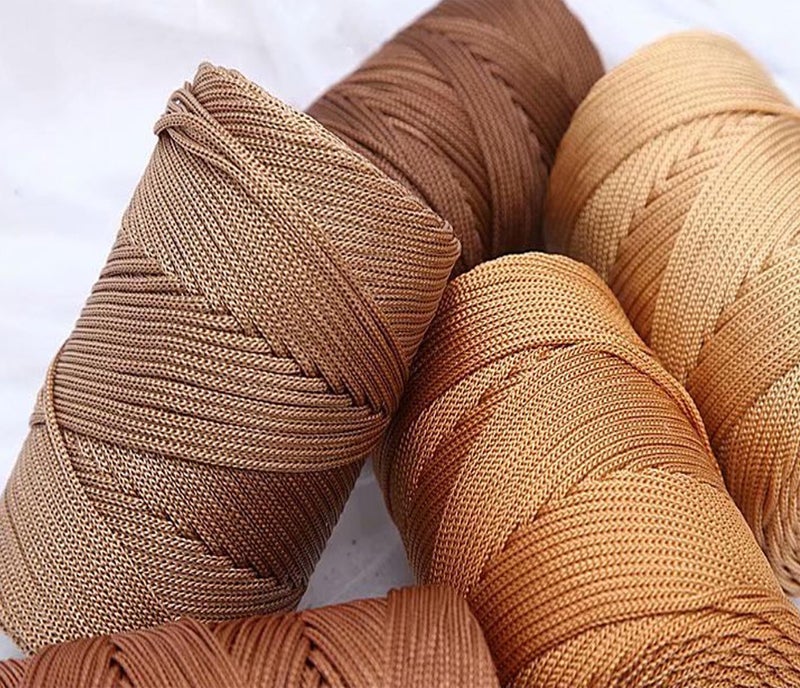 Clisil 400gram Art Yarn Cord Light Khaki Polyester Yarn Macrame Knitting Crocheting DIY Bags Crochet Basket Summer Hat Craft Cord 3mm Macrame Cord Rope 438yds 1314 Feet - Image 5